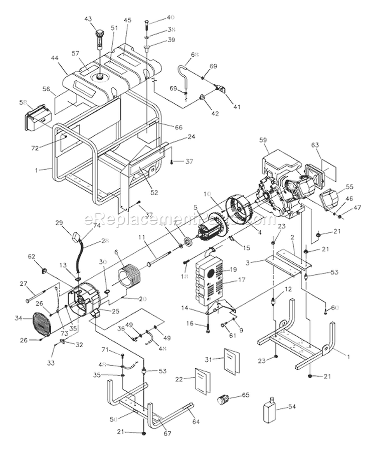 Page B Diagram and Parts List for 1642-1  Briggs and Stratton Generator